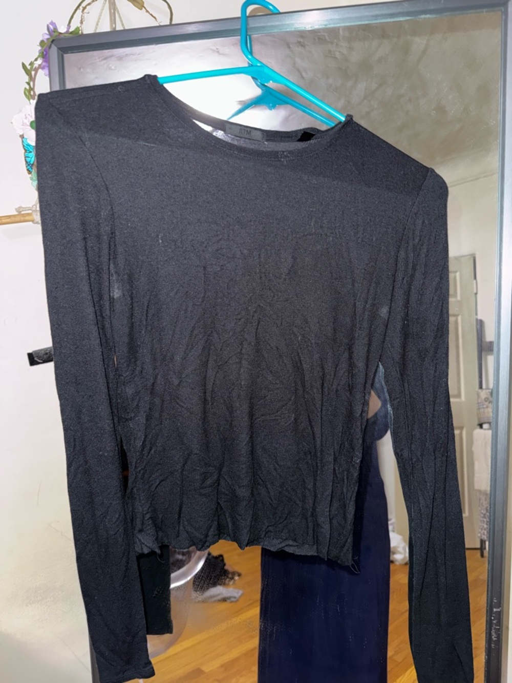 ATM Anthony Thomas Melillo Black Long-Sleeve Crewneck Top